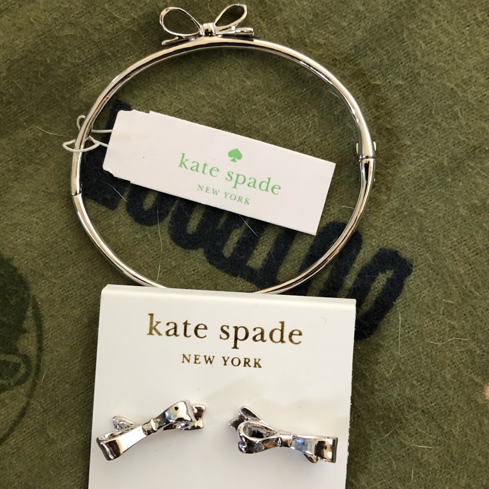 Kate Spade “Love Notes” Silver earrings & bracelet
